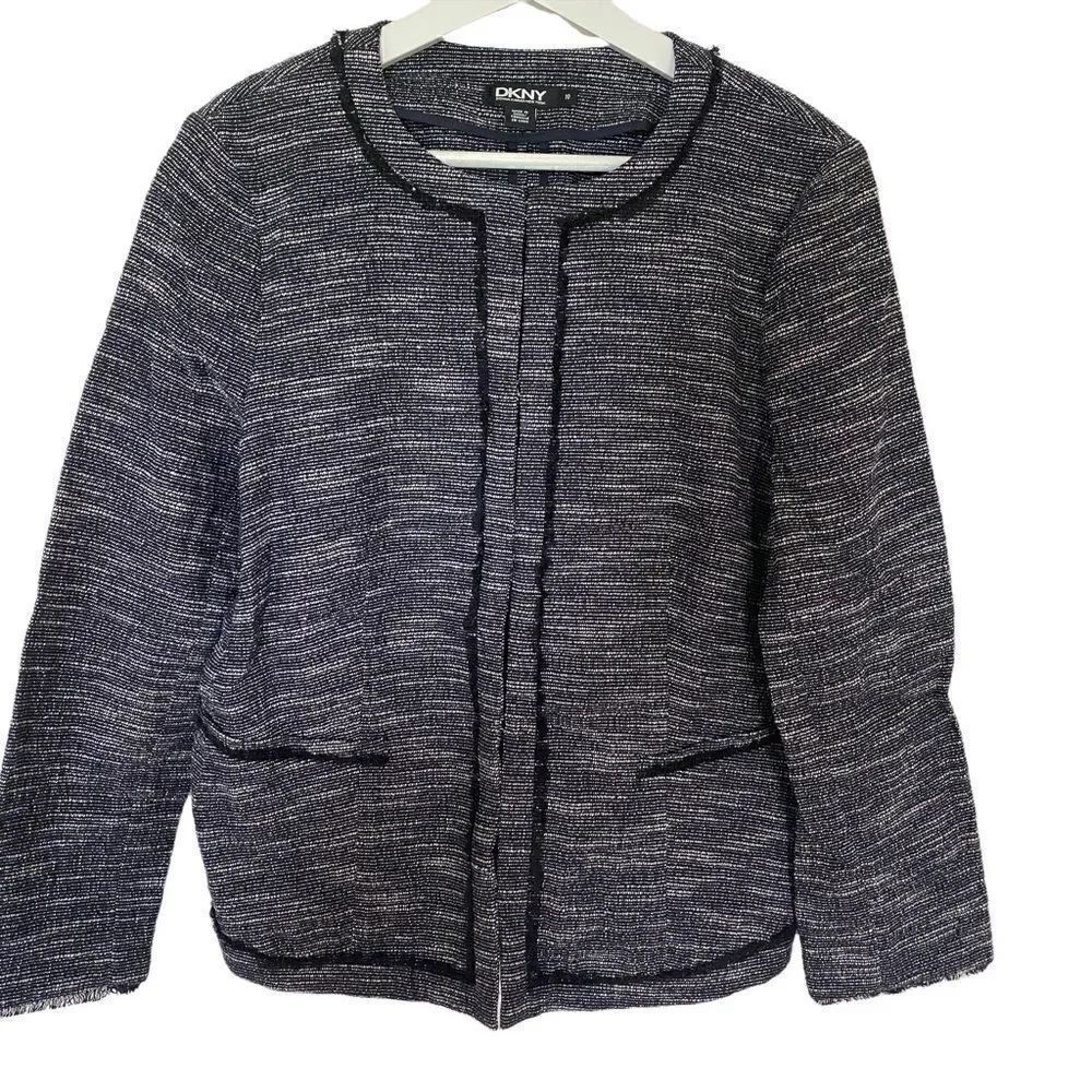 DKNY tweed Linen blend dress blazer slide closer size 10